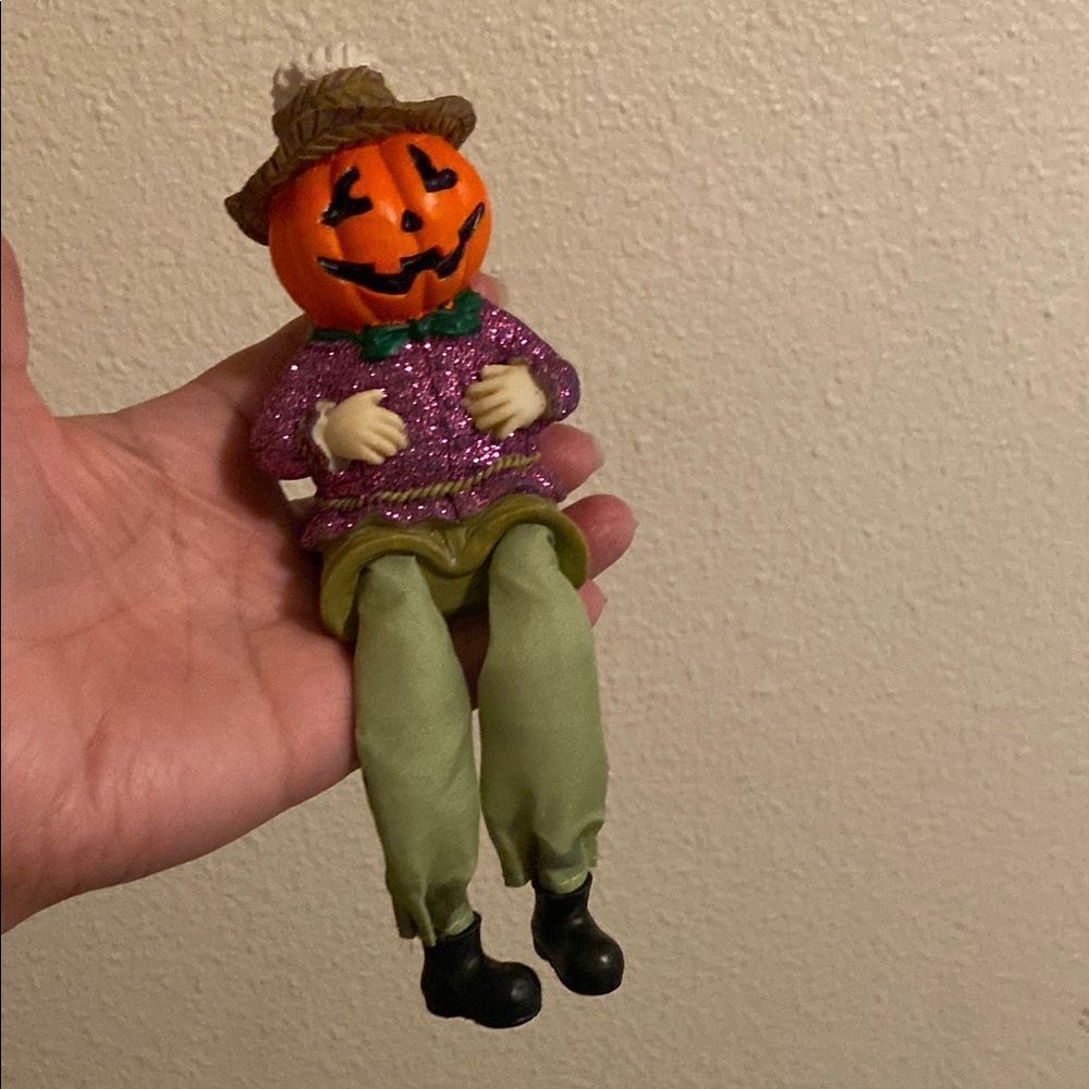 Charming Pumpkin Figurine with Glittery Attire
